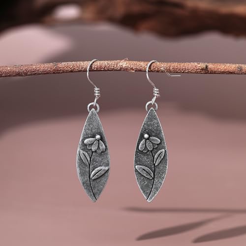 Boho Earrings, Statement Earrings, Teardrop Sunflower Earrings, Dangle Ethnic Earrings for Women, Handmade Bohemian Trendy Boho Vintage Jewelry - style: Flower 02