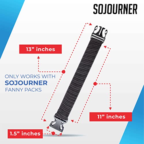 Fanny Pack Extender Belt Bag Adjustable Strap Buckle Waist Extender - ONLY COMPATIBLE WITH SOJOURNER FANNY PACKS - color: Black v2