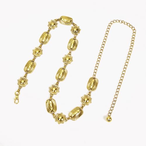 Luvatar Fashion Metal Waist Chain Belt Blouse Dress Sweater Chain Belt… - color: GOLD-F48