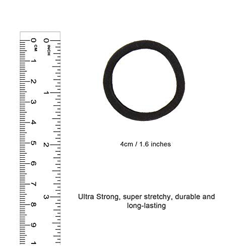 HOYOLS Seamless Hair Ties, Soft Cloth Fabric Black Bands, Large Ponytail Holder for Scrunchies Headbands Accessories for Women Girl 100 Pcs 1.6 Inch - color: Black