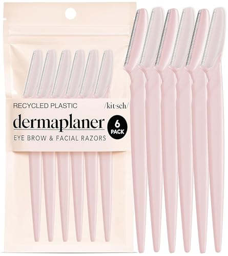 Kitsch Dermaplane Razor for Women Face – Face Razors for Women & Men, Eye Brow Razors & Face Shaver – Exfoliating Facial Razor & Dermaplaner as Skin Care Tool for Smoother Skin - Blush, 6 pcs - color: Blush, size: 1 Count (Pack of 6)