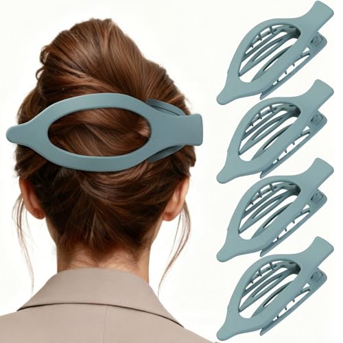 5.5 Inches Extra Large Flat Hair Clips for Women, 4 Pack XL Big Claw Clips for Thick Hair, Oversized Matte Strong Hold Non-slip Flat Claws, Blue - color: Blue-XL
