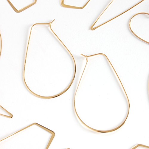 Oval Threader Hoop Earrings for Women - Lightweight Thin Teardrop Earring Hoops - 14k Gold, Rose or 925 Sterling Silver Plated - color: 2.3" inch - 18K Gold Plated
