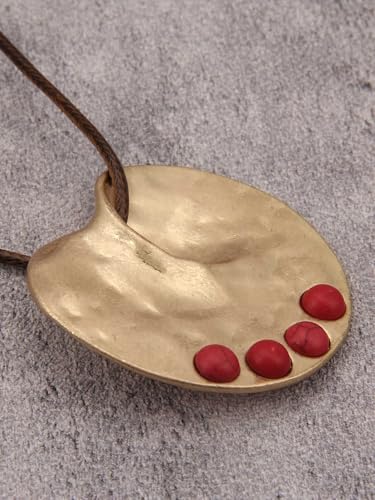 Jeilwiy Leather Necklace for Women Funky Necklace Choker String Cord Necklace with Pendant Boho Style Jewelry - style: Gold & Red Turquoise