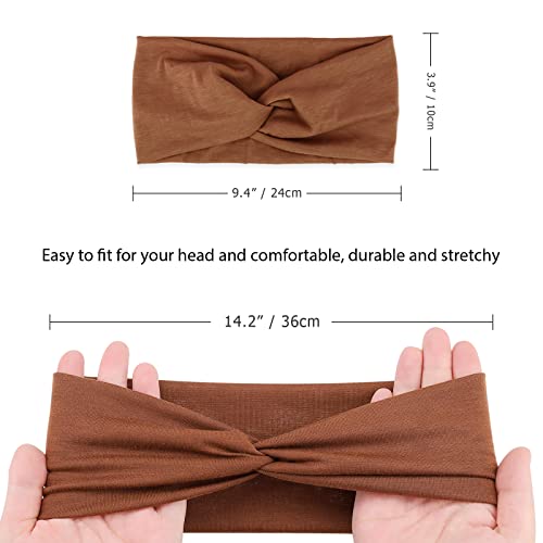 AQOKKA Elastic Knotted Headbands for Women Criss Cross Head Bands for Women's Hair Non Slip Boho Wrap Twisted Hair Accessories - color: 8 Pack Cross Ribbing Wide C