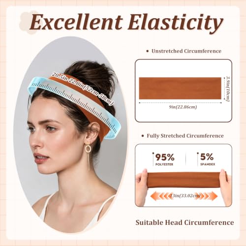 AWAYTR 6Pcs Wide Headbands for Women Non Slip Soft Elastic Hair Bands for Women's Hair for Workout Sports - color: Solid color