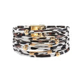 Caiyao Simple Beaded Leather Wrap Bracelets for Women Leopard Print Trendy Layered Stackable Buckle Bohemian Wrist Cuff Bangle Jewelry - color: Grey
