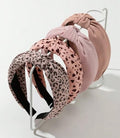 Knotted Fashion Hairbands for Women - Non-Slip Wide Hair Hoops, Cute Top Knot Headbands for Girls (Pink Heart Leopard Print) - color: Pink Heart Leopard Head Band
