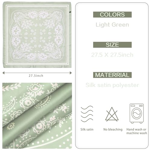 DOOBO Satin Head Scarf - 27.5 Inches Silk Bandana Hair Wrap Square Scarf for Women & Girls - color: Light Green