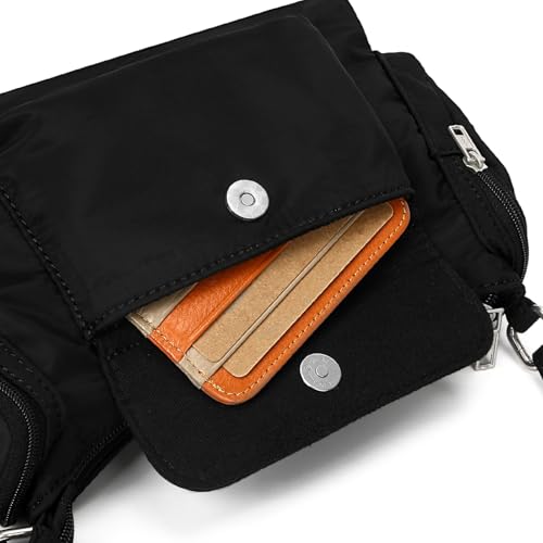Black Shoudler Bag Nylon Brandy Shoulder Purse Multi-pocket Hobo Handbag for Women