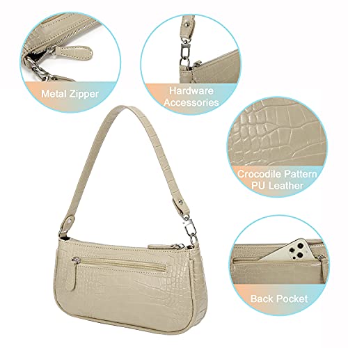 Loiral Small Purse for Women, Retro Classic Tote HandBag Shoulder Bags Clutch Purse - color: Cloud Beige