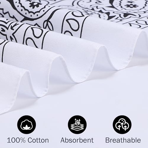 Mochabao 100% Cotton 27" x 27" Large Bandanas for Men & Women, Multi-Purpose Bandana Headbands, Square Head Scarf - color: White/Red/Black/Sage Green