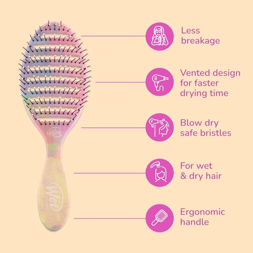 Wet Brush Speed Dry Hair Brush - Stripes (Color Wash) - Vented Design and Ultra Soft HeatFlex Bristles Are Blow Dry Safe With Ergonomic Handle Manages Tangle and Uncontrollable Hair - Pain-Free - color: Color Wash Stripes, size: 1 Count (Pack of 1)