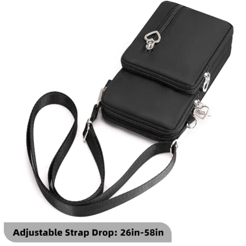 JANKS Small Crossbody Bag for Women - Mini Phone Purses with Crossbody Strap and Wallet - Nylon Arm Bag - color: A-black