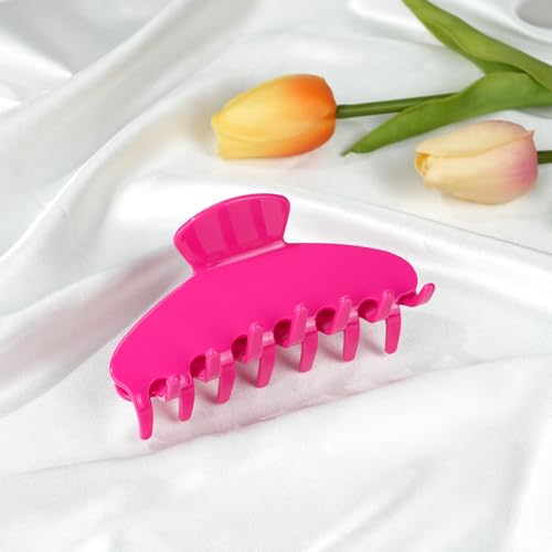 MAORULU Cute Claw Clip for Women – 4.3'' Large Acetate Hair Clips for Thick Thin Curly Long Hair, Durable Hair Clamps Non-slip Jaw Clip, Strong Hold, Stylish French Design (Hot Pink) - color: Hot Pink