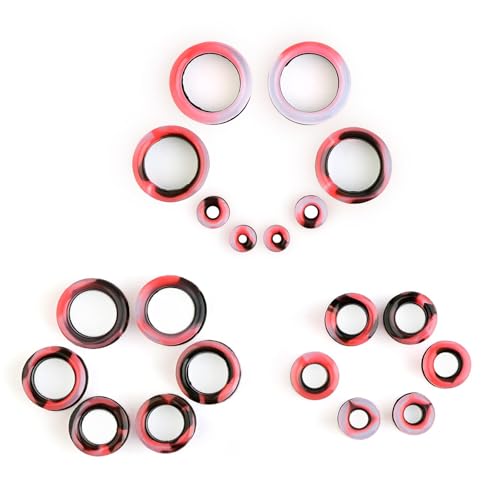 WBRWP 20/28pcs Ear Stretching kit Set: Hollow Hard/Soft Silicone Plugs and Tunnels Ear Expander Gauges Stretcher Body Piercing Jewelry - style: 20pcs Thick/Mixed Black&Transparency&Red