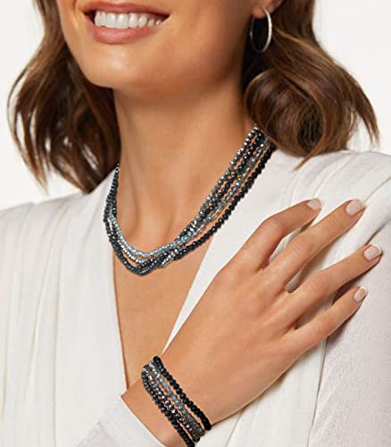 Noessla Beaded Statement Necklaces for Women Layered Chunky Bead Necklace Fashion Costume Jewelry Gifts for Mom - color: 029-Black
