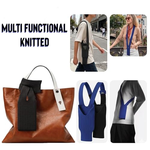 Knitted Crossbody Phone Bag for Women - Ribbed Knit Cell Phone Purse, Adjustable Shoulder Strap, Hands-Free Boho Small Crossbody Bag for Travel, Festival, Daily Errands | Black