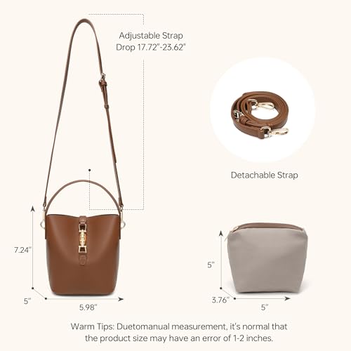 GEMIU Leather Bucket Purses for Women Crossbody Bags for Women Small Shoulder Purses with Adjustable Strap Black - color: Brown