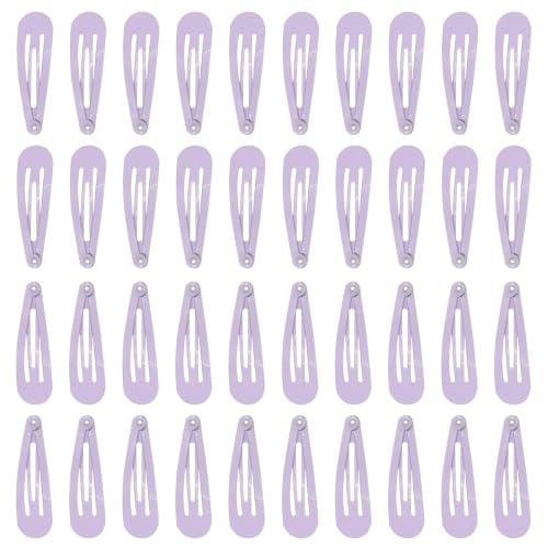 40pcs 2 inch colorful Hair Clips Hair Barrettes Metal Snap Hair Clips Accessories For Women(light purple) - color: light purple