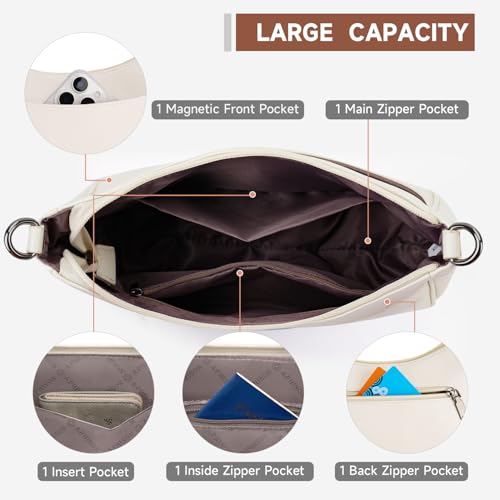 APHISON Trendy Leather Crossbody Purse with Adjustable Strap, Women's Shoulder Handbag - color: 08-white