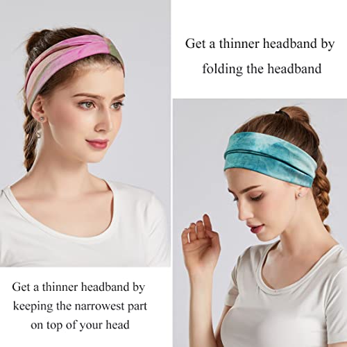 YONUF Headbands For Women Workout Wide Headband Yoga Head Bands For Women's Hair Accessories Fashion Band Tie Dye 6 Pack - color: Tie dye 2