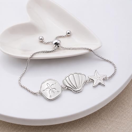 LeCalla 925 Sterling Silver Bracelets for Women | Italian Handmade Adjustable Sliding Bolo Bracelet Jewelry | Lightweight Adjustable Silver Chain Bracelet for Women | Hypoallergenic Jewelry Gifts - style: Sea Life