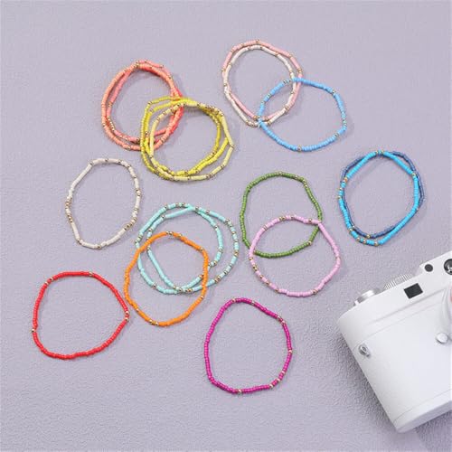 Fuqimanman2020 18Pcs Boho Stackable Beaded Bracelets for Women Colorful Handmade Multilayered Rice Beads Anklets Set Summer Beach Bohemian Jewelry Gift - color: Style 2 Multicolor