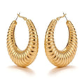Gold Textured Hoop Earrings for Women, Lightweight Chunky Gold Hoop Earrings with 3D Ribbed Texture, Hypoallergenic Large Round Hoop Jewelry for Daily Party Wear