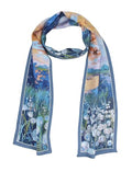 ANDANTINO 100% Silk Scarf for Women 59”*6.3” Long Shawls for Headscarf and Neck- Oblong Hair Wraps with Gift Packed - color: Oil Painting-blue