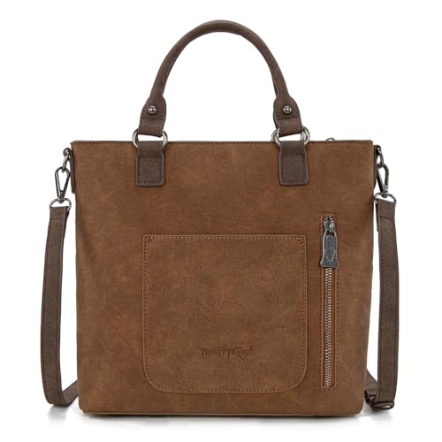 Trinity Ranch Crossbody Bags for Women Tooled Fringe Top Handle Handbags Vintage Western Purse - color: Brown