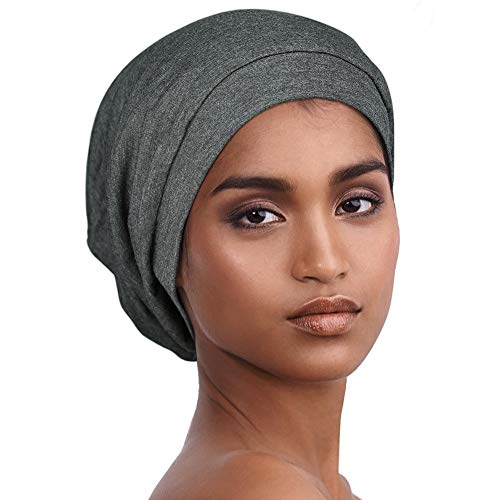 Alnorm Soft Stretchy Sleep Cap Unisex Skull Cap Chemo Hat for Cancer Patients Dark Grey - color: Dark Grey