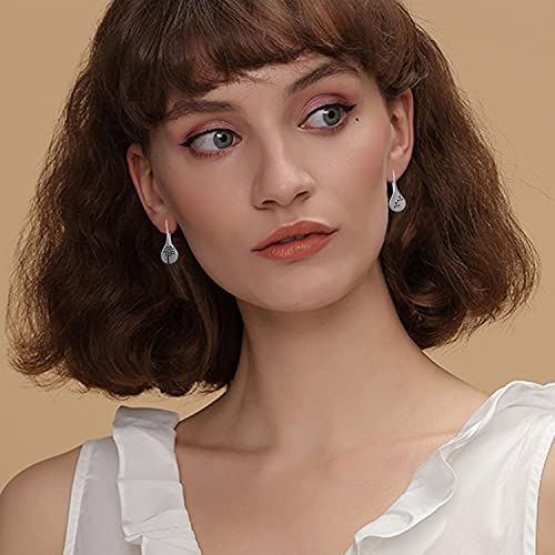 Handmade Lightweight 925 Sterling Silver Dandelion Dangle Drop Earrings for Women Teen Girls Water Drop Vintage Silver Flower Mountain Tree Dangle Earrings Jewelry Gifts for Mom Lover - color: Silver 2