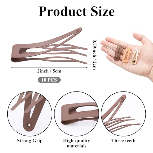 10 Pcs Double Grip Hair Clips, Sightor Metal Snap Hair Clips Hair Barrettes for Women Hair Making Salon Supplies Hair Accessories (Black, Brown, Beige, Khaki, Gold) - color: Black, Brown, Beige, Khaki, Gold