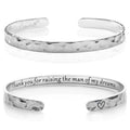 Carviell Bracelet - Gifts for Women – Inspirational, Friendship, Love, Mom, Daughter, Sister, Christian, Graduation, Memorial & Wedding Gifts – 100+ Phrases – Stainless Steel, Gift-Ready - style: WEDDING Groom's Mother Gift -Thank you for raising the man