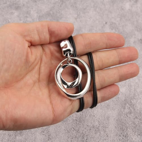 Bohemian Necklaces for Women Long Leather Necklace with Large Pendant Chunky Boho Hippie Jewelry Pendant Chocker Necklace - style: Bohemian Pendant Necklaces