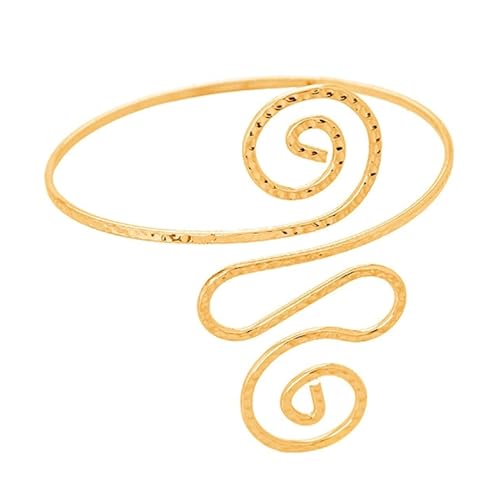 Cool Upper Arm Adjustable Bracelet Open Punk Gothic Cuff Bangle Coil Swirl Leaf Wing Butterfly Silver Gold Armband Minimalist Armlet Vintage Jewelry for Women - color: gold