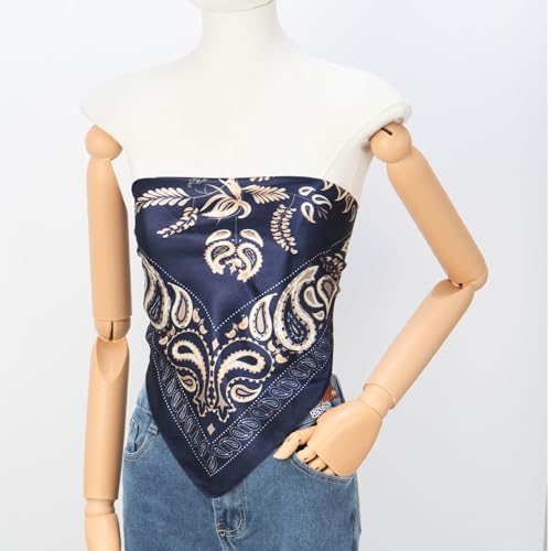 QIUTIMIY 35"x35" Like Silk Head Scarf for Women Satin Feel Large Square Scarf for Hair Wrapping and Sleeping Fashion Bandana - color: (90cm)square Scarf 2