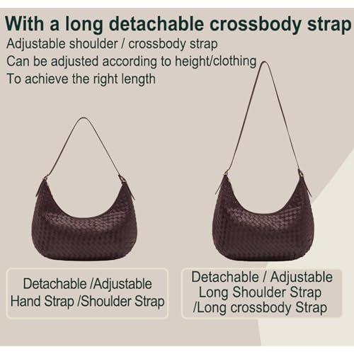Shoulder Bag Handbag for Women Crossbody Tote Bags Woven Purse Clutch Women's Medium Underarm Hobo With Pocket Large - color: Deep Purple