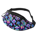 Magic mushrooms Psychedelic colorful hippie boho Fashion casual fanny pack waist bag men women adjustable belt waist bag for travel hiking cycling running festival carnival - color: Black26