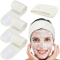 Whaline 4Pcs Spa Facial Headbands Make Up Wrap Head Terry Cloth Headband Soft Adjustable Towel Band for Face Washing Shower Facial Cover Yoga (Beige) - color: Beige