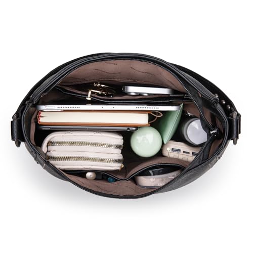 Montana West Hobo Bag for Women Crossbody Purse and Handbags Ladies Chic Shoulder Bags - color: Black-2pcs Set