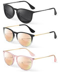 KALIYADI Sunglasses Womens Polarized Womens-Sunglasses: Trendy Sun Glasses with UV400 Retro Style for Party Beach Shopping - color: C11 Black/Grey + Transparent Pink/Champagne Gold + Black/Champagne Gold