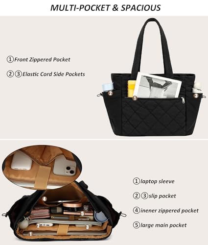 TANTOMI Tote Bag for Women Vegan Leather Purses and Handbags Ladies Waterproof Big Shoulder Bag for Travel - color: Black.f