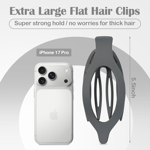 5.5 Inches Extra Large Flat Hair Clips for Women, 4 Pack XL Big Claw Clips for Thick Hair, Oversized Matte Strong Hold Non-slip Flat Claws, Dark Blue - color: Dark Blue-XL