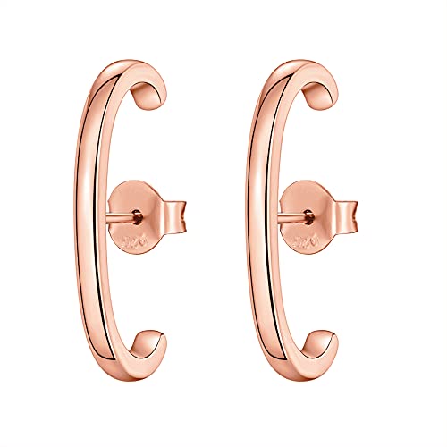 PAVOI 14K Gold Plated 925 Sterling Silver Post Minimalist Suspender Ear Cuff Earrings for Women | Wrap Earlobe Studs - style: Plain