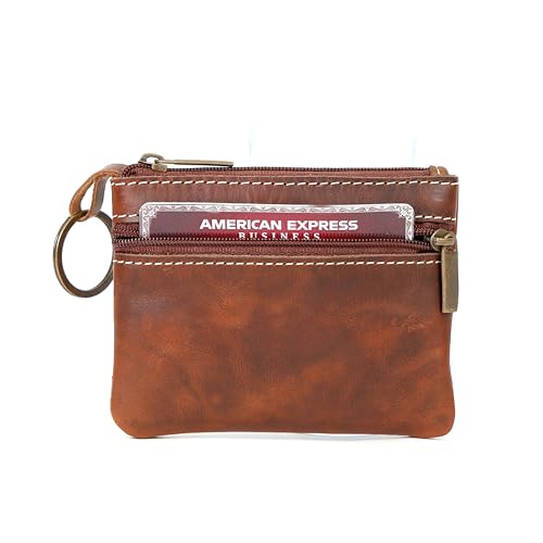 Coin Purse for Men,Coin Pouch for Men,Genuine Leather Mens Tray Purses Coin Purse Cash Change Wallet Key Holder Money Pouch (Cognac Brown) - color: Cognac Brown