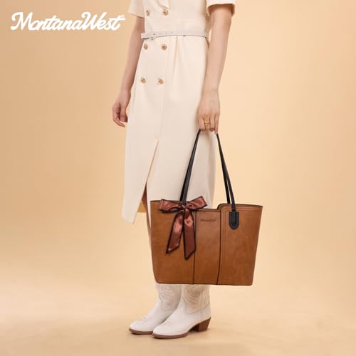 Montana West Tote Bags for Women Top Handle Satchel Purses - color: Amber Brown