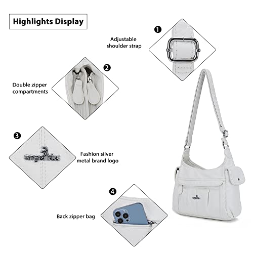 Angel Kiss Crossbody Bags for Women, Ladies Shoulder Handbags and Purses Medium Faux Leather Pocketbooks | Ladies - color: 25white