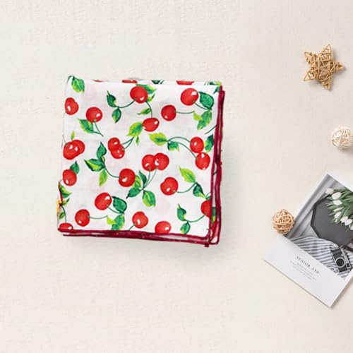 Bandana,Bandanas for Women,Red Bandana Scarf,21'' X 21'' Soft Comfort Fabric Cherry Bandanas